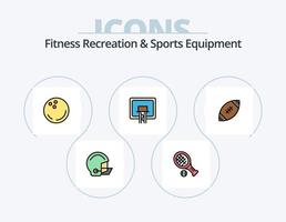 Fitness Erholung und Sportgeräte Linie gefüllt Icon Pack 5 Icon Design. Leistung. Handschuhe. Tasche. Handschuh. Stock vektor