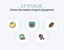 kondition rekreation och sporter Utrustning linje fylld ikon packa 5 ikon design. prestation. handskar. väska. handske. pinne vektor