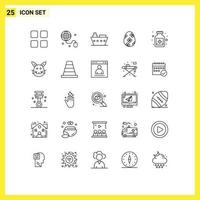 Stock Vector Icon Pack mit 25 Linienzeichen und Symbolen für medizinisches Gegenmittel Meeresei Ostern editierbare Vektordesign-Elemente