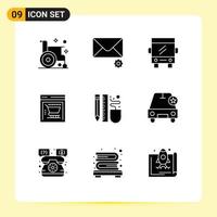 uppsättning av 9 modern ui ikoner symboler tecken för penna teckning buss webb Lagra e-handel redigerbar vektor design element