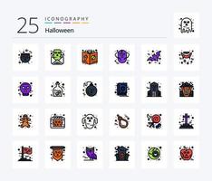 Halloween 25 Zeilen gefülltes Icon Pack inklusive Wolf. Mann. Bibel. Halloween. Religion vektor