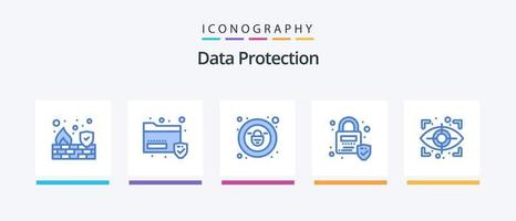 Datenschutz blau 5 Icon Pack inklusive . Scan. sperren. Auge. gesperrt. kreatives Symboldesign vektor