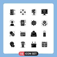 fast glyf packa av 16 universell symboler av spel dlc mäta innehåll mått redigerbar vektor design element