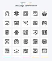 kreatives Webdesign und -entwicklung 25-Gliederungs-Icon-Pack wie Fenster. Netz . Netz. . Design vektor
