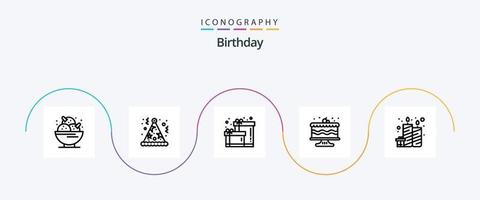 Geburtstagslinie 5 Icon Pack inklusive Kerze. Gruppe. Hut. Lebensmittel. Geburtstag vektor