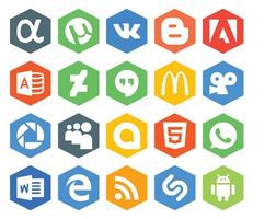 20 Symbolpakete für soziale Medien, einschließlich RSS-Wort McDonalds WhatsApp Google Allo vektor