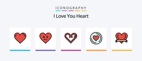 Herzlinie gefüllt 5 Icon Pack inklusive Favorit. Liebe. Herz. gebrochen. Geschenk. kreatives Symboldesign vektor