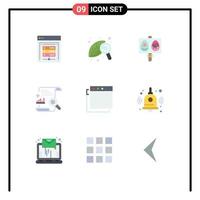 9 universelle flache Farbzeichen Symbole von Apps suchen Ei-Datei-Diagramm editierbare Vektordesign-Elemente vektor