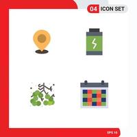Stock Vector Icon Pack mit 4 Zeilenzeichen und Symbolen für Standortladungsmarkierungspunkt Beeren editierbare Vektordesign-Elemente