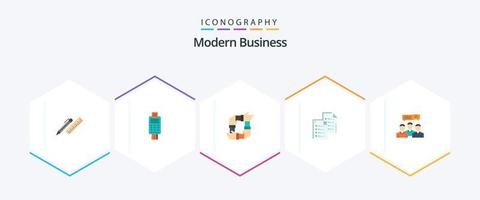 Modern Business 25 Flat Icon Pack inklusive Partnerschaft. Zusammenarbeit. Karte. Unternehmen. Zahlung vektor