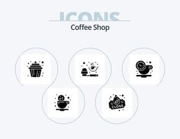 kaffe affär glyf ikon packa 5 ikon design. kaffe. pulver. cupcake. mätning sked. kaffe vektor