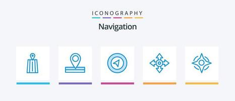 navigering blå 5 ikon packa Inklusive . sätt. plats. navigering. navigering. kreativ ikoner design vektor
