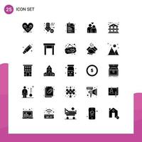 grupp av 25 fast glyfer tecken och symboler för hjärta kärlek inspelning par kontor redigerbar vektor design element