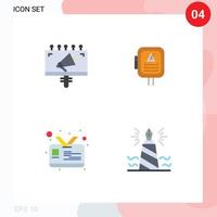 4 universell platt ikoner uppsättning för webb och mobil tillämpningar ad id marknadsföring kraft penna redigerbar vektor design element