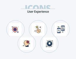 Benutzererfahrung Zeile gefüllt Icon Pack 5 Icon Design. Webseite. Kuchen. Menschen. Daten. Prüfbericht vektor