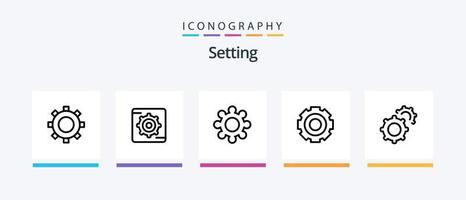 Setting Line 5 Icon Pack inklusive . Ausrüstung. Rad. kreatives Symboldesign vektor