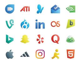 20 Social Media Icon Pack inklusive adidas basecamp lastfm question yelp vektor