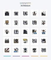 kreative Architektur 25 Zeilen gefülltes Icon Pack wie Measure. Kreis. Grundeigentum. Architekt. Konstruktion vektor