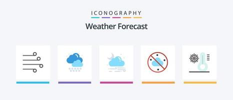 väder platt 5 ikon packa Inklusive snö. klimat. vind. väder. molnfritt. kreativ ikoner design vektor