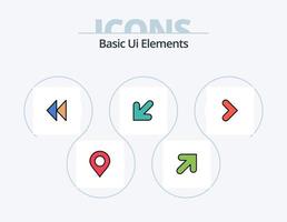 grundlegende ui-elemente zeile gefüllt icon pack 5 icon design. nach vorne. links. SMS. Nieder. Pfeil vektor