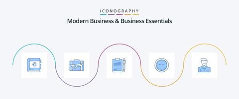 Modern Business und Business Essentials Blue 5 Icon Pack inklusive Datei. Unternehmen. Gepäck. dokumentieren. Portfolio vektor