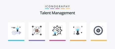 Talent Management Flat 5 Icon Pack inklusive Lösung. Birne. Gehirn. aktualisieren. Aufbau. kreatives Symboldesign vektor