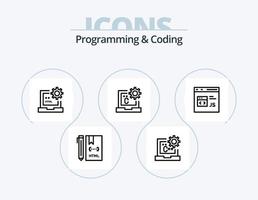 programmering och kodning linje ikon packa 5 ikon design. kodning. c. utveckling. bearbeta. utveckla vektor