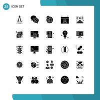 25 kreative Symbole, moderne Zeichen und Symbole des Kletterurlaubs, Chat-Dinner-Kalender, editierbare Vektordesign-Elemente vektor