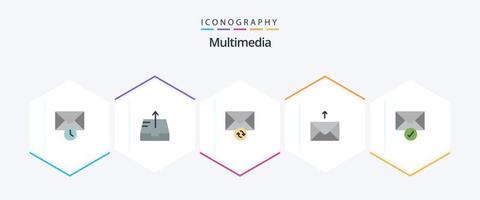 Multimedia 25-Flat-Icon-Pack einschließlich . . synchronisieren. Überprüfung. Post vektor