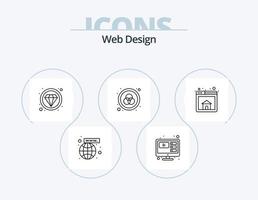 Webdesign-Linie Icon Pack 5 Icon-Design. Farbe. Handy, Mobiltelefon. Design. Internet. App vektor