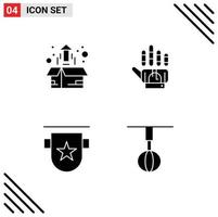 4 kreative Symbole moderne Zeichen und Symbole von Box-Abzeichen-Pflanzen-Golve-Insignien editierbare Vektordesign-Elemente vektor