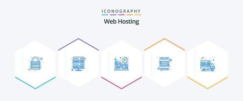 webb värd 25 blå ikon packa Inklusive uppkopplad. ssd. lagring. minne kort. skydd vektor