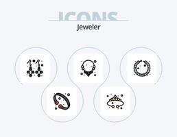smycke linje fylld ikon packa 5 ikon design. juvel. örhängen. pärla. silver. guld vektor