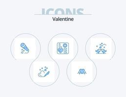 valentine blå ikon packa 5 ikon design. brud. hjärta. mikrofon. kärlek. bröllop vektor