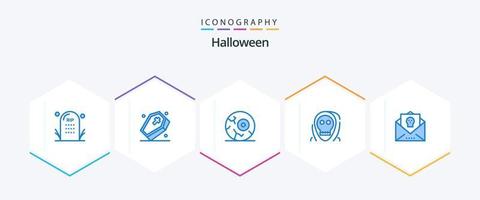 Halloween 25 blaues Icon Pack inklusive Halloween. Tod. gruselig. tot. Nacht vektor