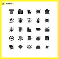 Packung mit 25 modernen Solid-Glyphen-Zeichen und -Symbolen für Web-Printmedien, wie z vektor