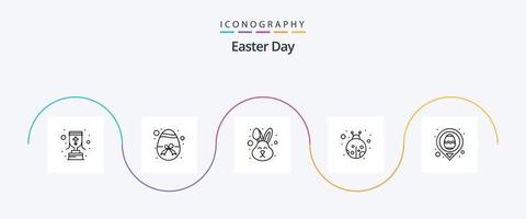 Easter Line 5 Icon Pack inklusive Standort. Ostern. Tier. Käfer. Insekt vektor