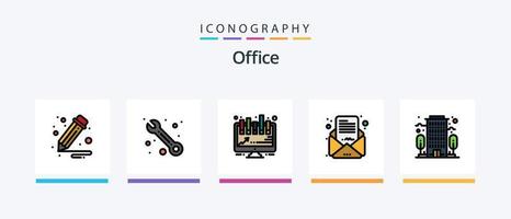 Office-Line-gefülltes 5-Icon-Paket, einschließlich . Center. Unternehmen. Volltreffer. Preis. kreatives Symboldesign vektor