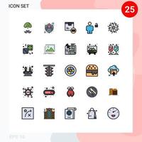 25 gefüllte Linien flaches Farbkonzept für mobile Websites und Apps Avatar-Versanddesign Lieferung Barcode editierbare Vektordesign-Elemente vektor