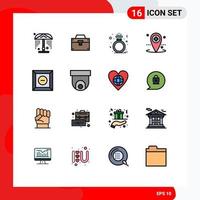 Stock Vector Icon Pack mit 16 Zeilenzeichen und Symbolen zum Löschen von medizinischen Diamanten im lokalen Gesundheitswesen editierbare kreative Vektordesign-Elemente