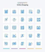 kreatives Online-Shopping 25 blaues Symbolpaket wie Bestellung. Laden. online. Liste. Checkliste vektor