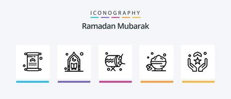 Ramadan Line 5 Icon Pack inklusive Baum. Datum. Islam. Mond. Moschee. kreatives Symboldesign vektor