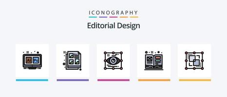 Editorial Design Linie gefüllt 5 Icon Pack inklusive Markt. Idee. Diagramm. bilden. dokumentieren. kreatives Symboldesign vektor