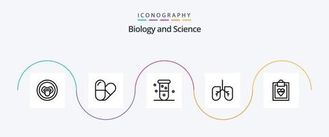 biologi linje 5 ikon packa Inklusive . resultat. blod. medicinsk. lungor vektor