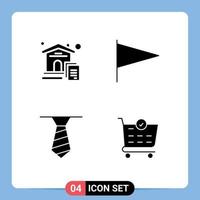 solides Glyphenpaket mit 4 universellen Symbolen für Hauskauf-Immobilienmarkierungskasse editierbare Vektordesign-Elemente vektor