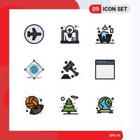 uppsättning av 9 modern ui ikoner symboler tecken för global saker aning internet dusch redigerbar vektor design element