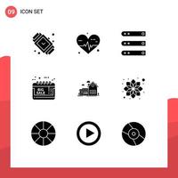 uppsättning av 9 modern ui ikoner symboler tecken för försäljning lägga märke till stor försäljning databas stor försäljning server redigerbar vektor design element