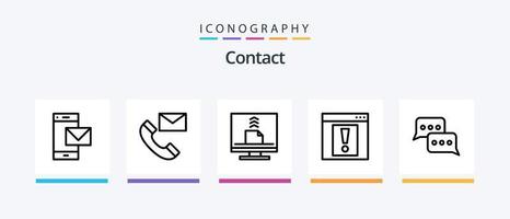 Contact Line 5 Icon Pack inklusive Kontakt. Kommunikation. kontaktiere uns. Buchstabe. Email. kreatives Symboldesign vektor