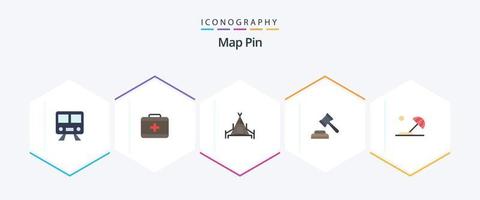 Map Pin 25 Flat Icon Pack inklusive. Ferien. Natur. Ziel. Gesetz vektor