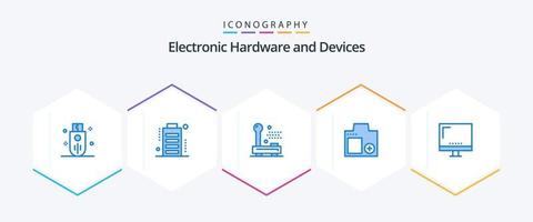 Geräte 25 blaues Symbolpaket einschließlich digital. Kamera. voll. Hardware. elektronisch vektor